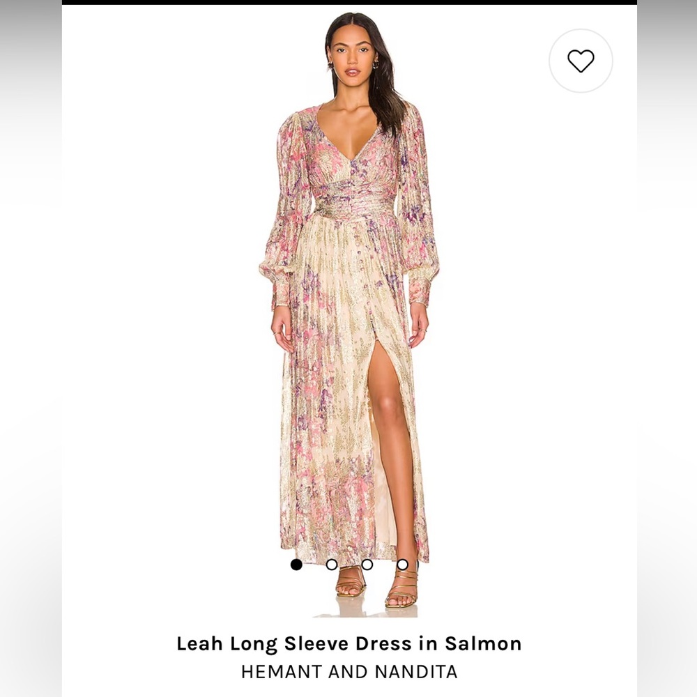 Leah Long Sleeve Dress in Salmon: HEMANT AND NANDITA